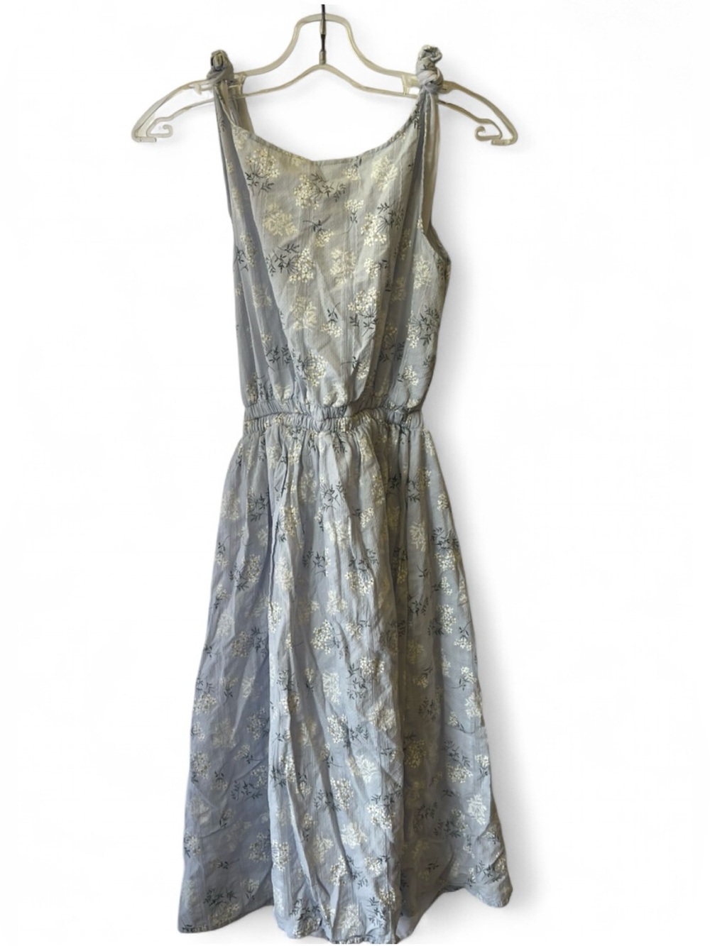Cottage Core Coquette Periwinkle Blue Dress | Floral with an Open Back